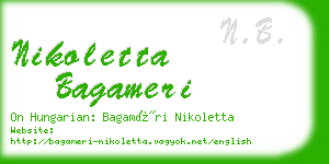 nikoletta bagameri business card